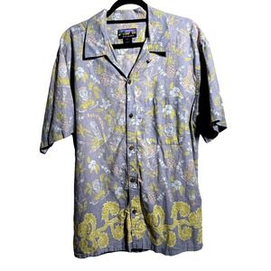 VTG Patagonia Pataloha Mens Hawaiian Shirt Aloha Print Blue Pineapple Tiki L SEE